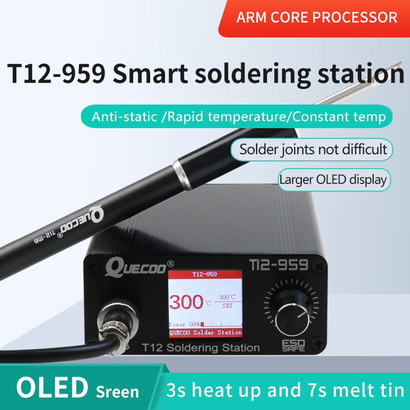 Soldering Station T12 Oled - สถานีบัดกรี T12-959 V5.1 พร้อมหัวแร้งบัดกรีอิเล็กทรอนิกส์ หน้าจอ OLED